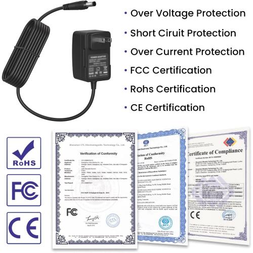 12V 1.5A Power Supply Charger Adapter for Yamaha PA130 PA150, Power Cord for Yamaha PSR, YPG, YPT, DGX, DD Series Keyboard - Only Compatible for Listed Models (9.8Ft Long Cord)