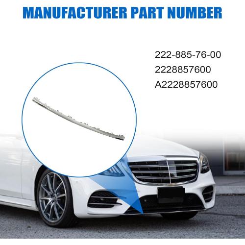NLQR Front Mid Bumper Trim Lip Bezel Compatible with Mercedes-Benz S450 S560 S560e 2018-2020 Replace 222-885-76-00 2228857600 A2228857600 Front Lower Bumper Chrome Molding Trim