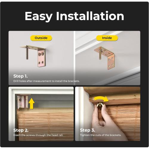 UNISHADES Cordless Bamboo Roman Shades for Windows, 100% Blackout Backing Fabric for Light Blocking, 36 W × 64 H - Penang Teak