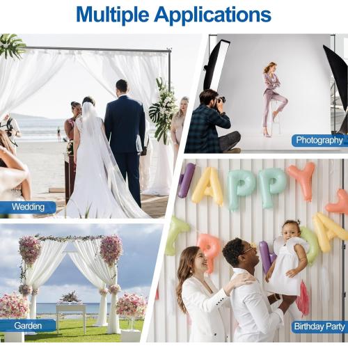 Backdrop Stand, 6.5ft Height 9ft Width Adjustable Photography Background Support Poles with Heavy Duty Flat Base, Photo Metal Steel Pipe and Drape Frame Kit for Parties Birthday Wedding