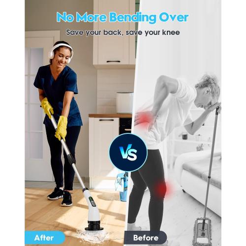 Electric Spin Scrubber for Cleaning Bathroom: Cordless Power Shower Scrubber - Electric Cleaning Brush for Tile Tub