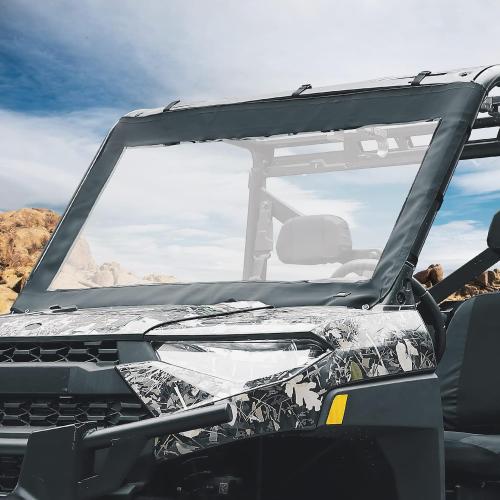 KEMIMOTO Soft Front Windshield, PVC Front Window Compatible with Polaris Ranger 1000 / Crew 2020-2025 & Ranger XP 1000 / Crew 2017-2025, Dustproof Waterproof Accessories