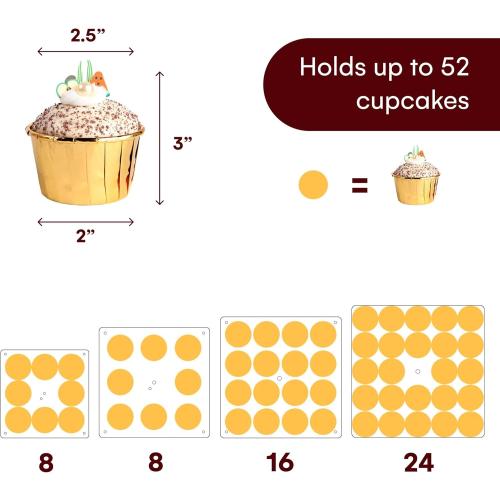 Vdomus Cupcake Stand Pro-Version - Purple 4-Tier Cupcake Tower - European Style Cake Display - Holds up to 52 Cupcakes - Elegant Dessert Display - Ideal for Parties, Weddings, and Events - 12.4x11.8