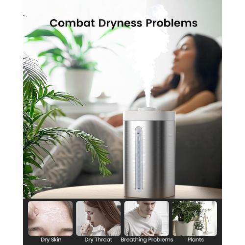 Stainless Steel Humidifier, Easy to Clean Humidifier, Dishwasher Safe Humidifiers, Cool Mist Humidifiers for Bedroom
