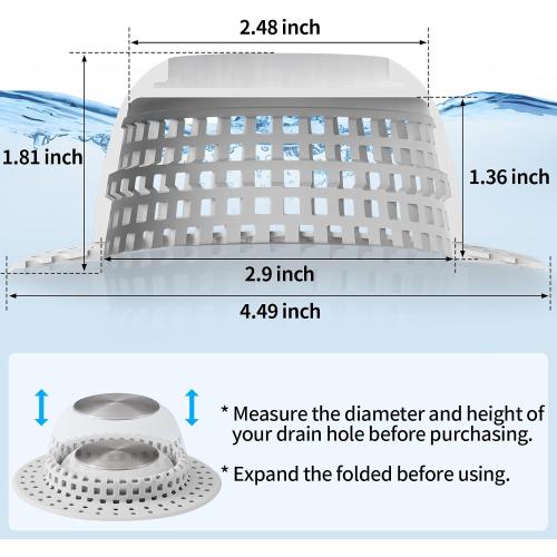 Shower Drain Hair Catcher Bathtub Drain Cover Shower Protector for Pop-Up & Regular Drains
