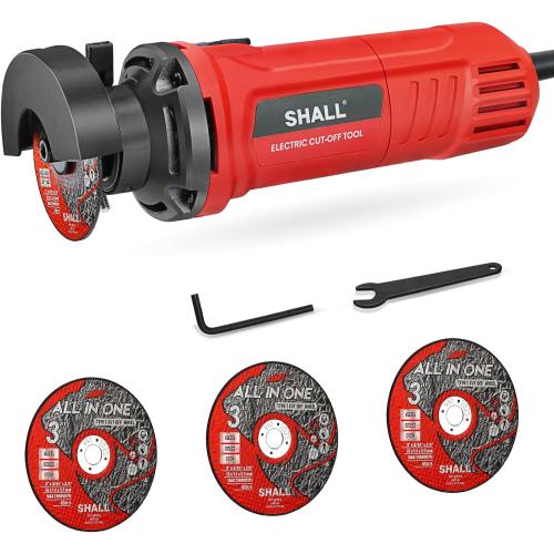 SHALL 3 Inch High-Speed Cut Off Tool, 3.5 Amp Metal Cutter Tool with 3Pcs Multifunctional Cut Off Wheels, 24000RPM Electricl Metal Cutting Tools for Steel, Inox, PVC