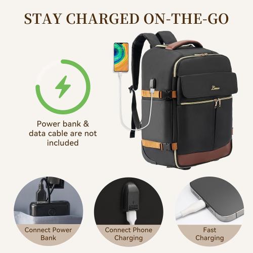 LOUEO Travel Rolling Backpack for Women with Wheels, 17 Inch Wheeled Carry on Luggage for Adults