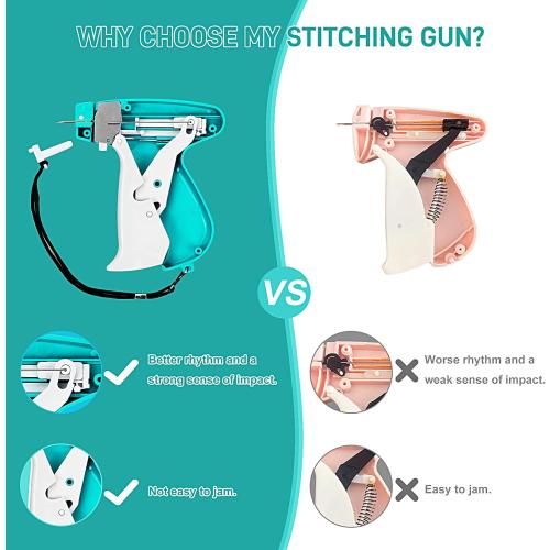 Stitch Gun for Clothes， Handheld Stitch Gun Quick Clothing Fixer，Sewing Kit Includes 1,000 Black Fasteners & 1,000 White Fasteners & 6 Needles (Blue)