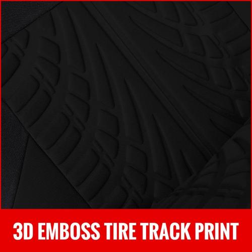 AUTOYOUTH Black Seat Covers 3D Tyre Embossed Breathable Bucket Covers, Airbag Compatible, Quick Setup Universal Fit for Sedan, SUV, Truck, Van