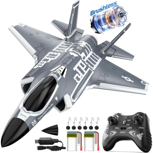 DEERC F35 4 Channel Brushless RC Plane for Adults Remote Control Airplane EDF Fighter Jet,2.4GHz 6-axis Gyro Stabilizer EPP RTF Hobby Glider Aircraft Plane Easy to Fly for Advance Player