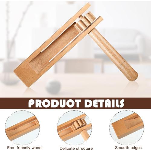 Nuanchu 10 Inch Cowbell Noise Makers for Sport Event Steel Cowbell with Handle and 2 Pcs Wooden Spinning Rattle Ratchet Traditional Matraca Toy Cheering Bell for Baseball Game Party Sport Drum(Brown)