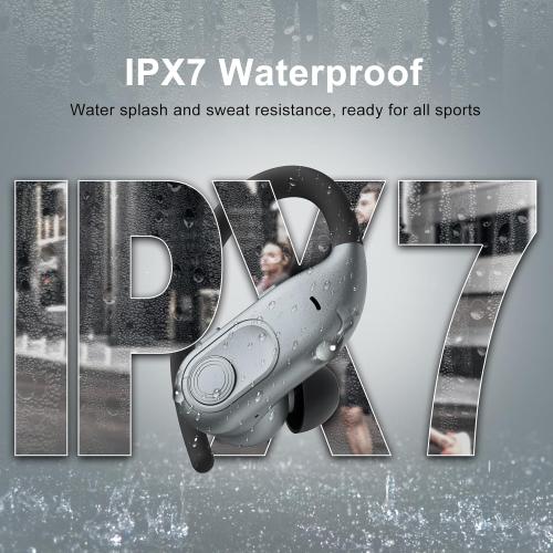 Gray Wireless Earbuds Bluetooth Headphones 130Hrs Playtime with 2500mAh Wireless Charging Case LED Diaplay Hi-Fi Waterproof Over Ear Earphones for Sports Running Workout Gaming