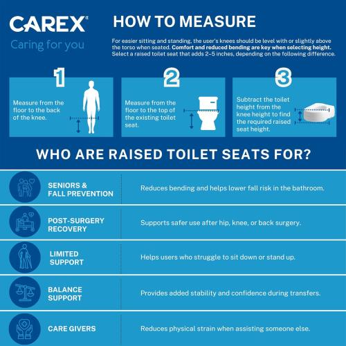 Carex E-Z Lock Raised Toilet Seat With Handles, 5 Toilet Seat Riser with Arms, Handicap Raised Toilet Seat For Seniors and Elevated Toilet Seat