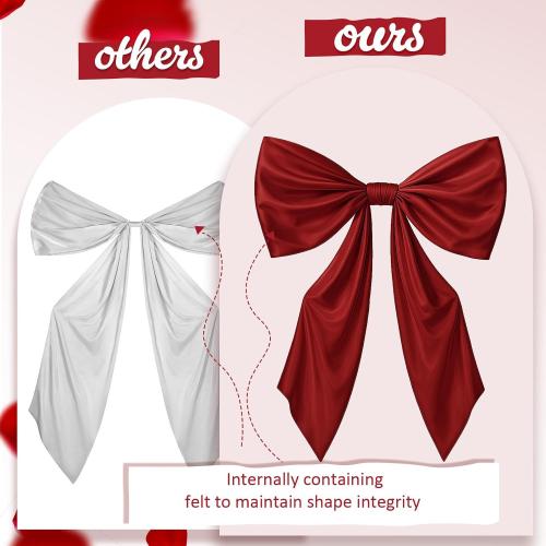 43 x 24 Inches Large Bow Themed Party Decorations Giant Red Bow Decor Satin Ribbon, Contains Felt Big Red Bow Wall Decor Girl Coquette Birthday Wedding Decorations