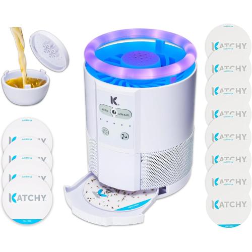 Color White Katchy Duo Indoor Fruit Fly Trap (White) & 8 Pack Refillable Glue Boards