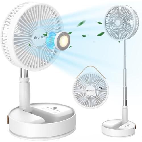 Marchpower Foldable Oscillating Standing Fan with Remote, 8 Portable Pedestal Quiet Fan with Timer, 7200mah Rechargeable USB Desk Fan for Home Bedroom Office Travel Outdoor Camping
