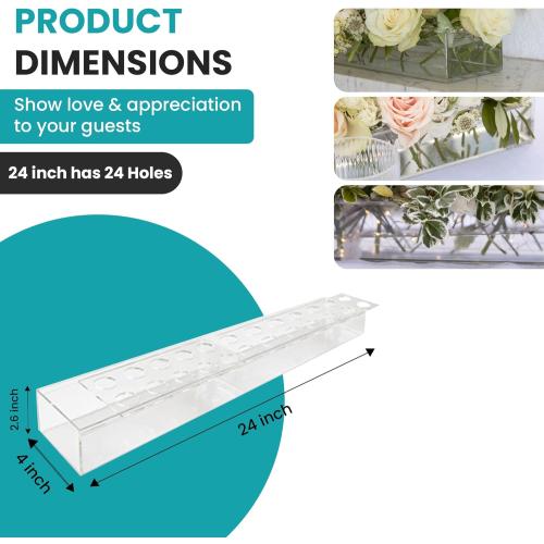Premium Quality Acrylic Flower Vase Rectangular LED Lights - Wedding Centerpieces for Tables, Dining Table Decor, Vases for Flowers, Clear Vases for Centerpieces, Rectangle Flower Vase for Centerpiece
