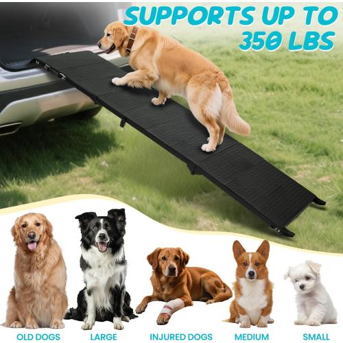 71 Long Dog Ramp for Car, Folding Pet Ramps for Large Dogs with Non-Slip Surface,Portable Dog Car Ramp for Car SUV & Truck Up to 350LBS
