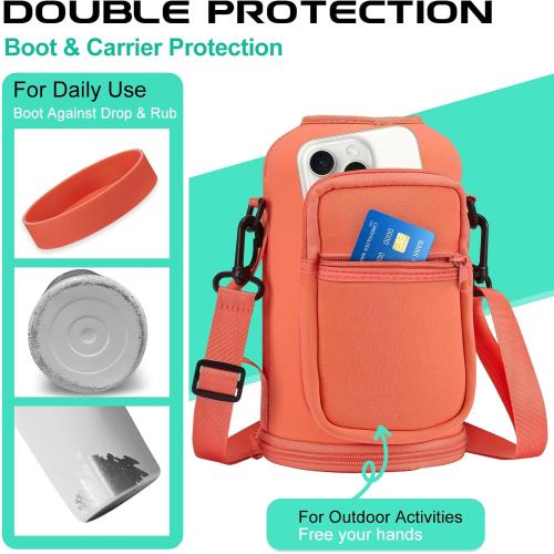 64oz Insulated Water-Bottle with Strap - Half Gallon Water Jug with Straw & Spout Lid, 2 Liter Stainless Steel Water Bottle Leak Proof, Cold-48h Hot-24h Metal Flask w/Paracord Handle, Carrier Case