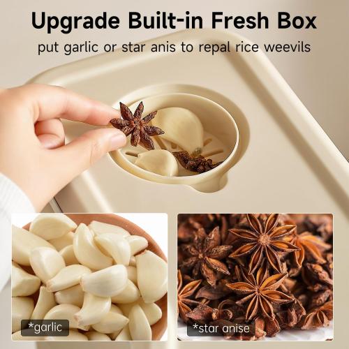 Rice Dispenser, Rice Storage Container with Measuring Cup for Kitchen Pantry Household, Dry Food Storage Containers Airtight, Sealed Moisture Proof, 11 Lbs