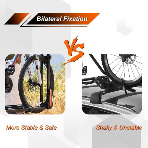 TOOENJOY Rooftop Bike Rack for Car SUV, Upright Roof Mount Bicycle Rack with 2 Arms for Movable Crossbar, 1 Bike Carrier