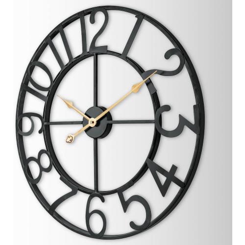 24 Inch Wall Clock for Living Room Decor, Modern Industrial Wall Clocks Battery Operated, Silent Non-Ticking Analog Metal Clock for Dining Room, Bedroom, Home, Office