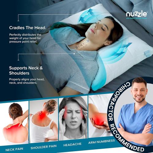 Nuzzle Adjustable Pillow for Side Sleepers, Luxury King Size Bed Pillow Hotel Collection - Best Adjust Height Soft Firm Pillow for Back, Stomach or Side Sleepers
