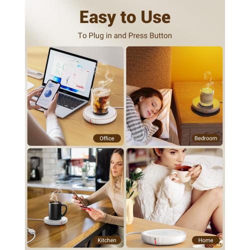 HouseGem Large Candle Warmer Plate - Coffee Cup Mug Warmer for Desk, Candle Melter, Electric Mug Heater for Beverages, Milk & Tea, Coffee Accessories Ideal Gifts Keep Cup Warm (White)