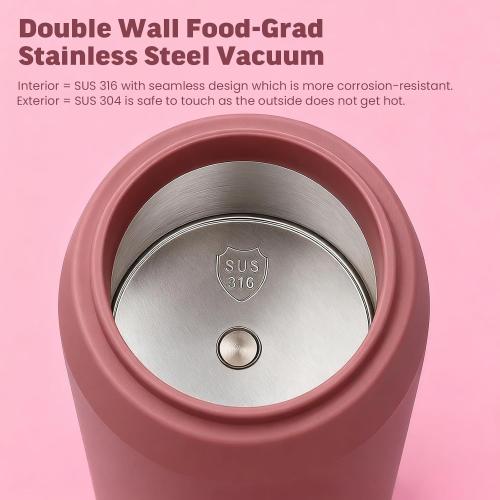 Travel Electric Kettle Portable Mini Kettle, 316 Stainless Steel 16.91Oz/500mL, Small Hot Water Boiler with 4 Temperature,Fast Boiling water with Auto Shut-Off and Boil Dry Protection Cranberry