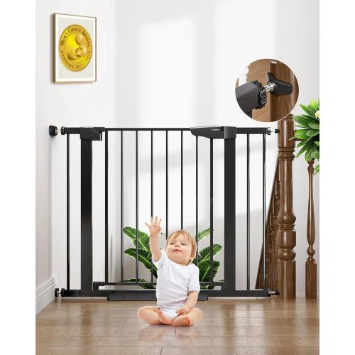 Cumbor 29.7-54.2 Color Black  Baby Gate for Stairs, Baby Essential Safety Gate, Mom's Choice Awards Winner-Dog Gate for Doorways, Pressure Mounted Auto-Close Pet Gates for Dogs Indoor, Durable Child Gate, Black