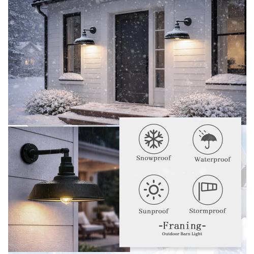 18 Large Gooseneck Barn Light - Outdoor Barn Light is Made of Durable, Rust-Resistant Materials for Long-Lasting use, Black Industrial Lighting Fixture for Farmhouse Garage Patio