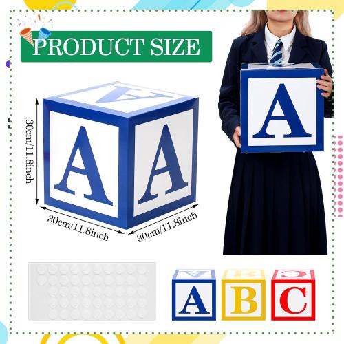Kolldenn 3 Pcs ABC Balloon Box Decorations First Day of School Back to School Classroom Decor Cartoon Street Party Decoration Alphabet Balloon Box Decor for Birthday Preschool Kindergarten Photo Props
