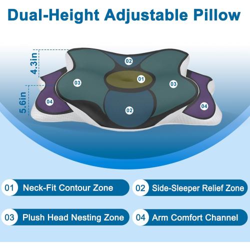 Cervical Pillow for Side Sleepers,Memory Foam Pillows for Neck and Shoulder Pain,Deep Sleep Pillows for Back Pain Sleeper, Dreamers Relief,Slumber,Stomach,Snoring Pillow (Almohadas Ortopédicas)