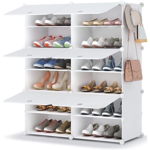 HOMIDEC Shoe Rack, 6 Tier Shoe Storage Cabinet 24 Pair Plastic Shoe Shelves Organizer for Closet Hallway Bedroom Entryway