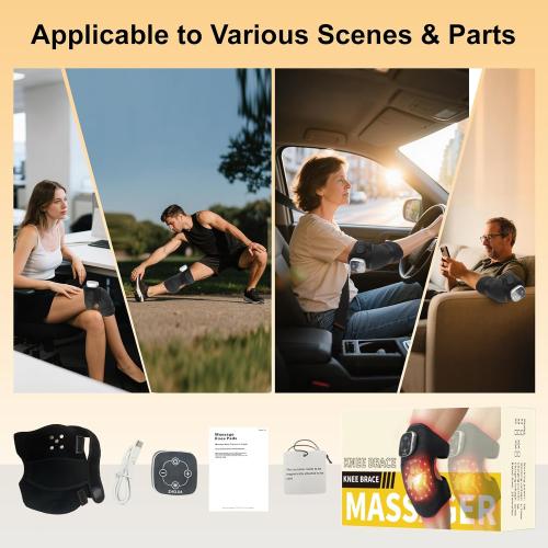 Knee Massager Smart with Heat, Red Light and Massage Therapy, 3 Vibration Modes and 5 Heating Levels, 2026 Updated Edition, Wireless Magnetic Attraction Controller, Gifts for Grandma & Grandpa, Grey