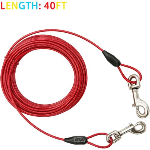Petest 40ft Tie-Out Cable with Crimp Cover for Heavy Dogs Up to 125 Pounds