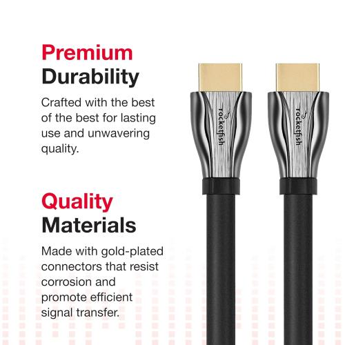 Rocketfish 8K Ultra High-Speed HDMI 2.1 Certified Cable - Premium Speed HDMI Cable Supports Dolby TrueHD & More - HDMI Certified Cable for Superior Resolution & Sound Quality - 25'