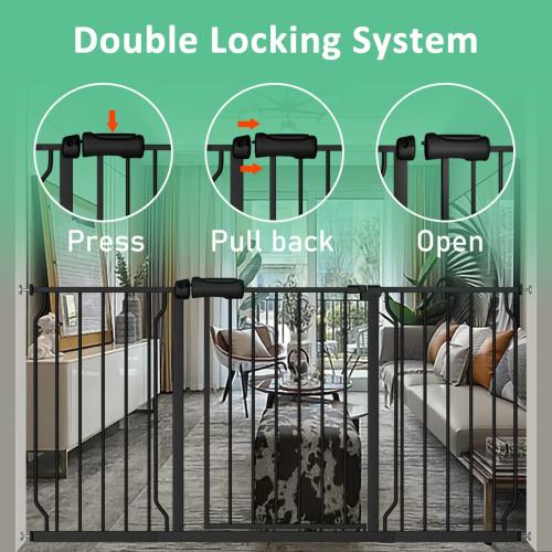 ALLAIBB Extra Wide Pressure Mounted Baby Gate Walk Through Child Kids Safety Toddler Tension White Long Large Pet Dog Gates with Extension for doorways (62.20-66.93/158-170cm, White)