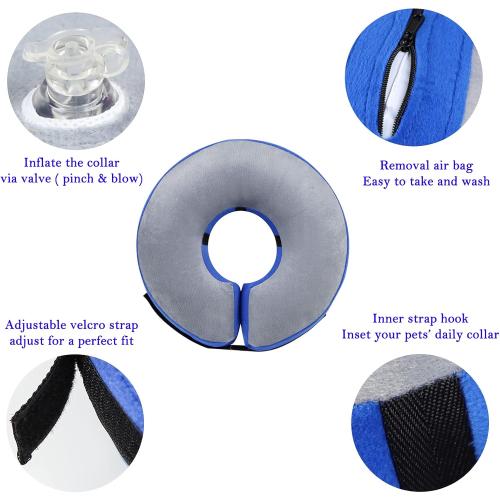 Katoggy Inflatable Cone Collar for After Surgery, Soft Adjustable Blow up Donut E-Collar for Small Medium Large Dogs and Cats