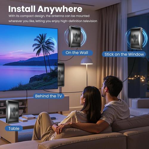 2026 Upgraded TV Antenna Indoor, 3600  Miles Long Range HDTV Antenna for Smart TV Indoor, Digital Antenna for Local Channels 4K 1080P with Amplifier Signal Booster -38 FT Thick Coaxial Cable