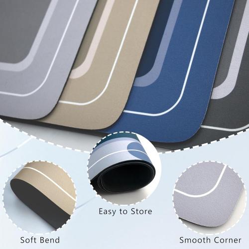 Bath mat Rubber Bathroom Mat-Quick Dry Absorbent Rug Non-Slip Thin Bathroom Rug Instant Dry Magic Bath mats for Bathroom Floor Mat in Front of Bathtub, Sink, Dark Grey, 17x27in