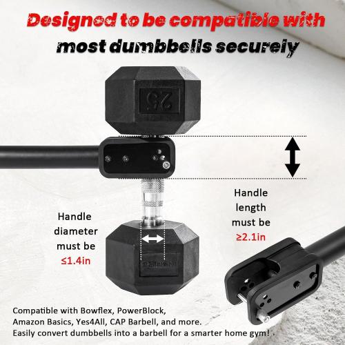 All-Metal Dumbbell Barbell Converter Bar, Compatible with Most Dumbbells | Adjustable Dumbbell Bar for Home Gym, Dumbbell to Barbell Converter for Weight Lifting and Strength Training