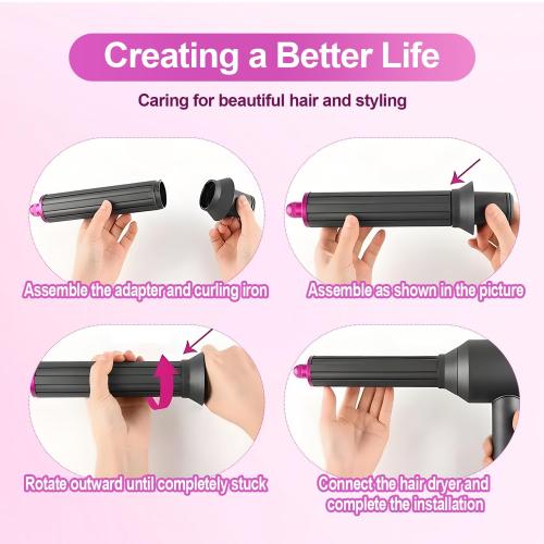 40MM/1.6 inch Long Curling Wand Hair Dryer Attachment forDyson HS01 /HS05 HD01/HD08 Hair Curlers Compatible Curling Wand Hair Dryer