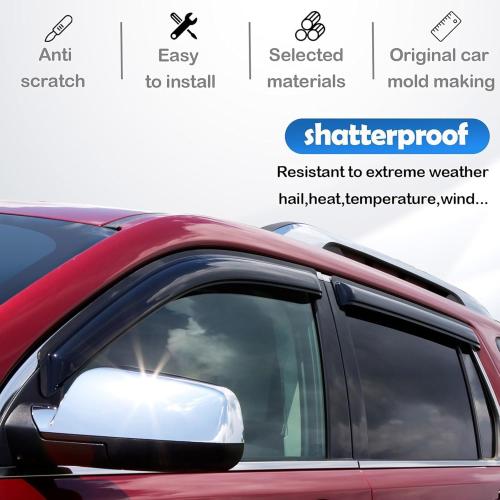 Window Rain Guards for 2014-2018 Chevy Silverado/GMC Sierra 1500 Crew Cab & 15-19 Silverado/Sierra 2500HD 3500HD, Window Visor Vent Wind Shade Deflector Shield Protector Sun, for Full-Size Cab Only