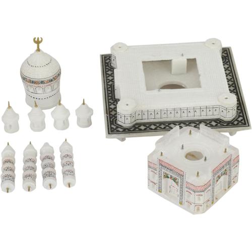 Carry Me Indian White Marble Handmade Agra Taj Mahal Replica Model with Colourful Painting