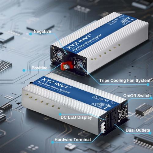 4000W Pure Sine Wave Inverter 24V to 120V AC, 8000W Peak Power - Portable Power Converter for Solar System, Off-Grid Home, RV, Truck & Camping