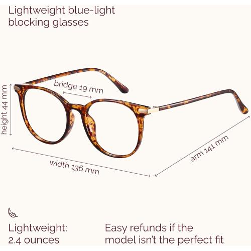 Gaoye Blue Light Blocking Glasses, Retro Round Eyewear Frame Anti Eyestrain Computer Glasses for Women Men (Tea Leopard/Transparent Lens)
