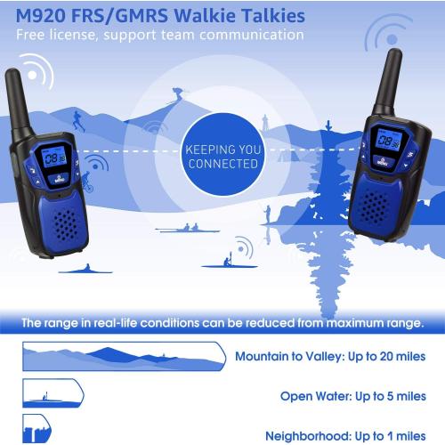 Walkie Talkies for Adult,Rechargeable Long Range Walky Talky with Batteries and Charger,Portable Two Way Radio with NOAA Weather Alert for Hiking Camping and Skiing(Blue and Orange2 Pack)