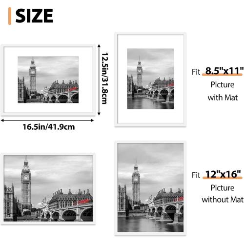 Fixwal 12x16 Poster Frame Set of 6 with Plastic Cover, PVC, White