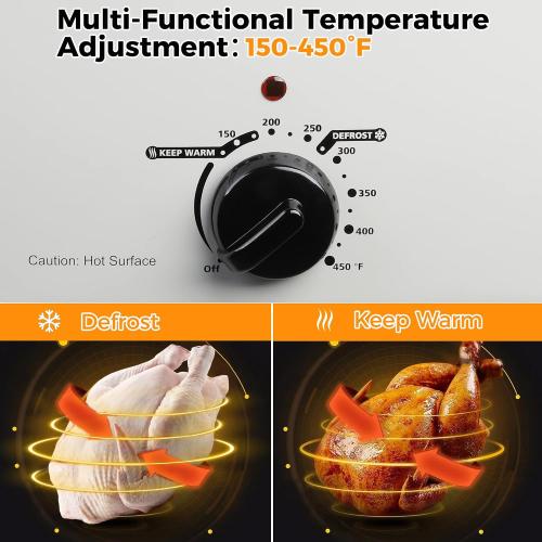Large Roaster Oven with Self-Basting Lid, Electric Turkey Roaster Oven with Defrost & Warm Function, Adjustable Temperature, Removable Pan Rack, Stainless Steel, Silver